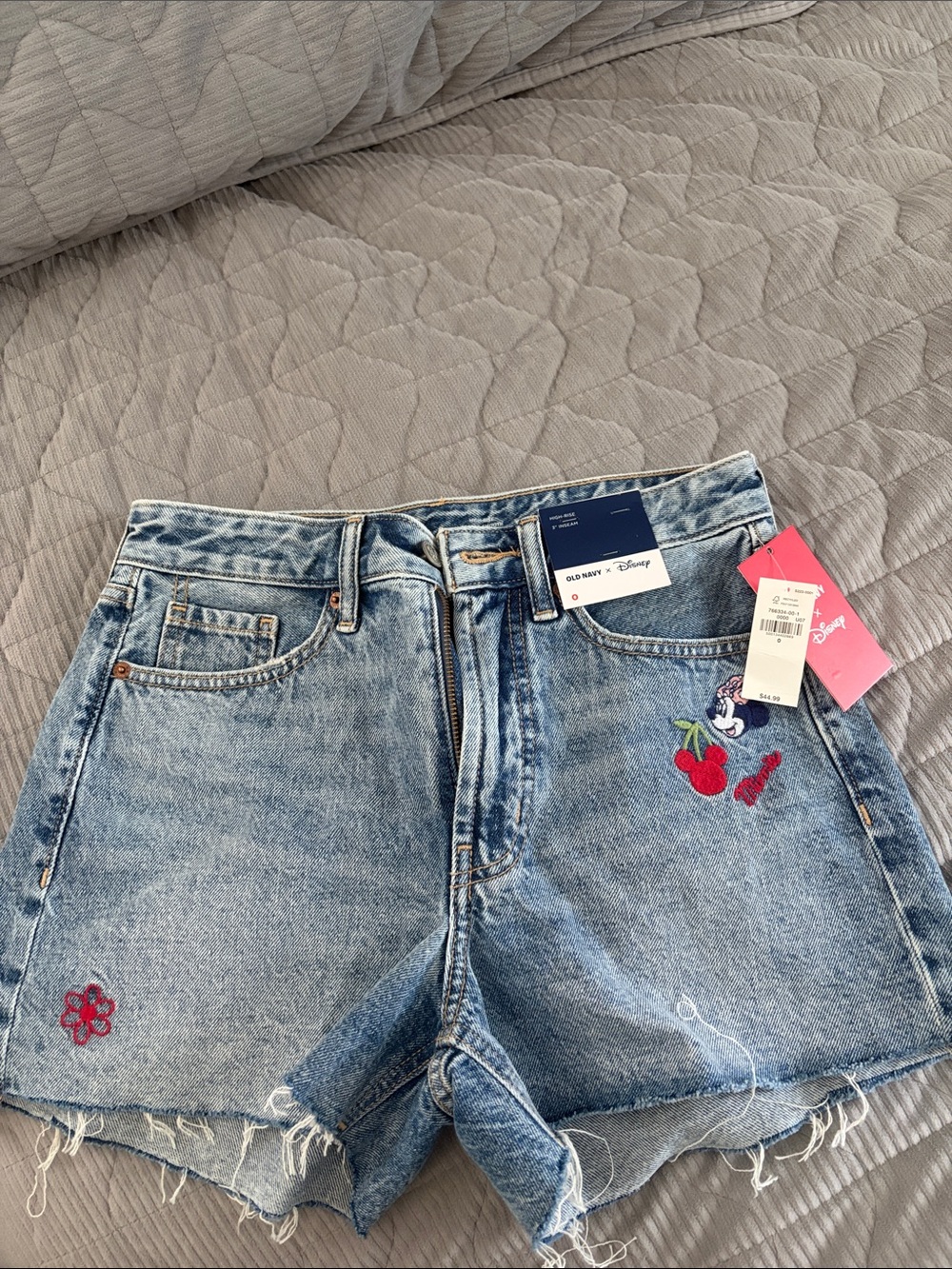 Old Navy x Disney Light Blue Embroidered Denim Shorts